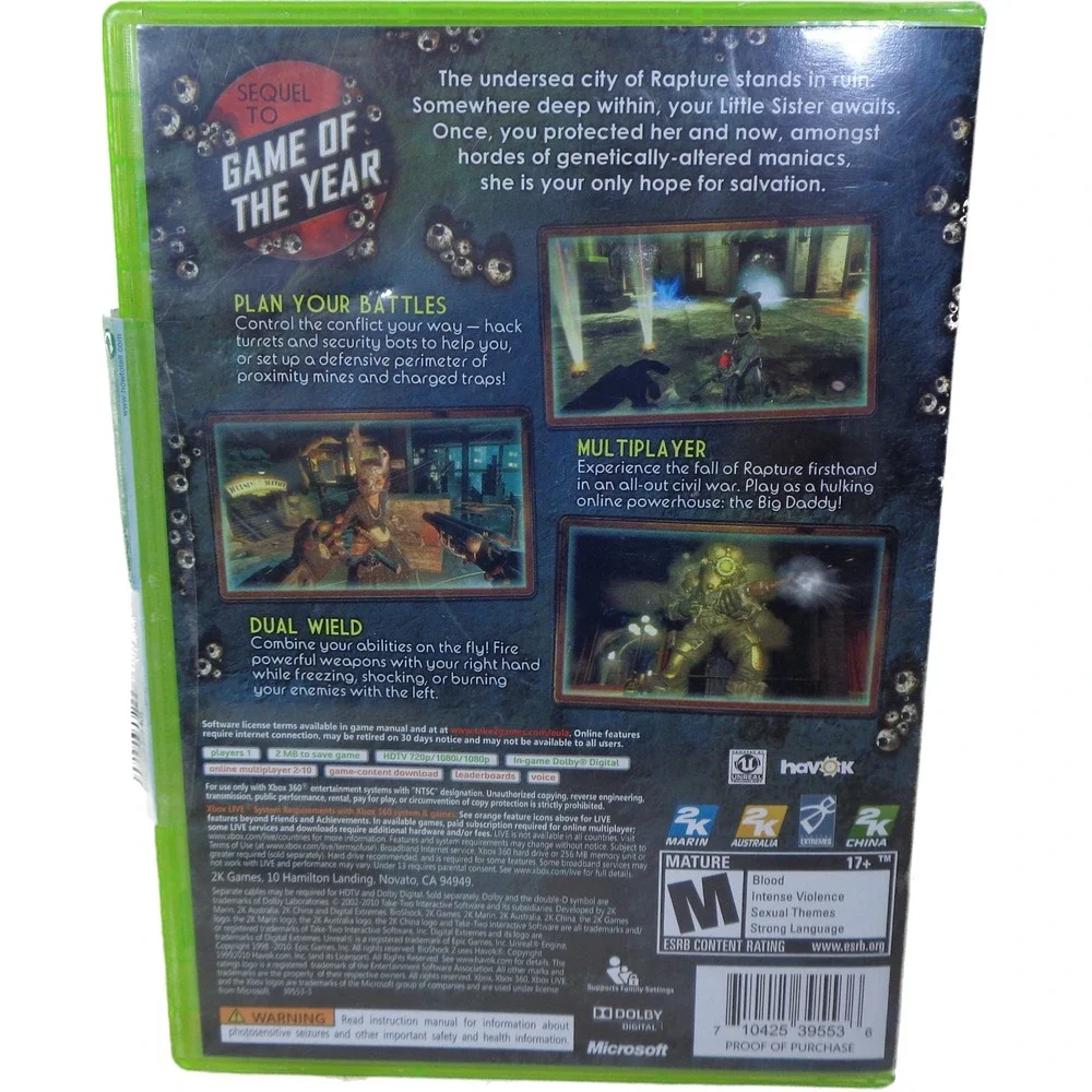 Bioshock 2 Xbox 360 - Complete‎ CIB EXCELLENT with Manual TESTED WORKS!